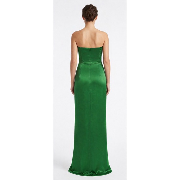 NWT Amanda Uprichard Strapless Silk Maxi Gown Emerald Green Dress Small $360